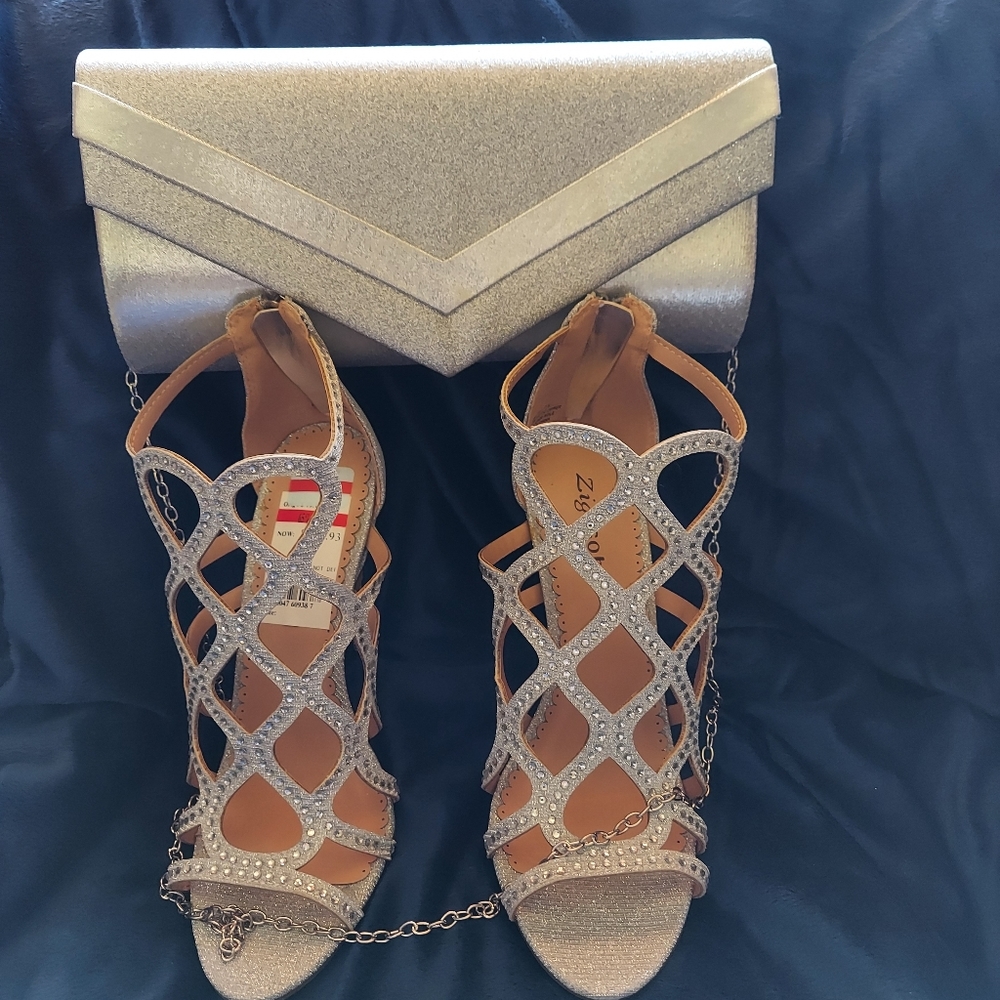 Elegant formal wear shoes and pocketbook set.